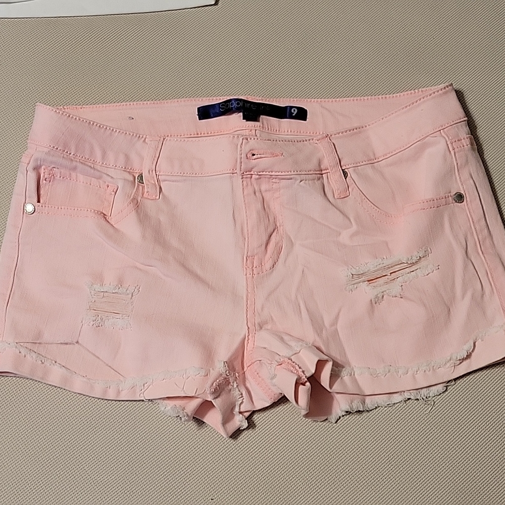 Sapphire Ink Light Fluorescent Pink Stressed Shorts